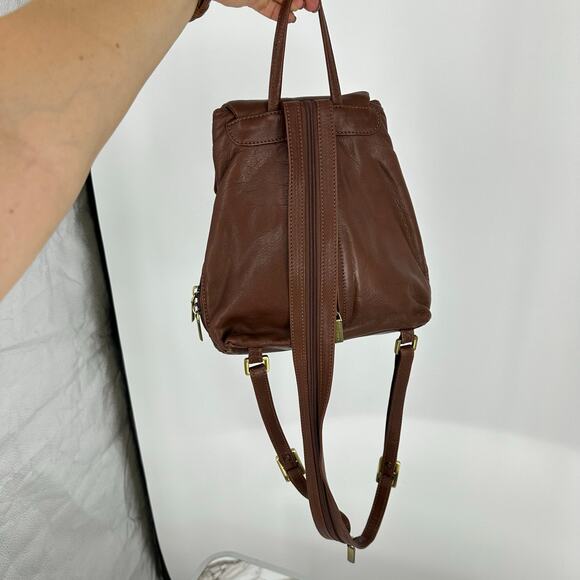 Giudi Womens Italian Leather Backpack Brown  Small Pockets Boho Casual Travel - Picture 3 of 12